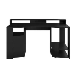 PARISOT Bureau gaming LED - Grande zone de jeu - Noir - L 152 x P 61,5 x H 86,7 cm - GAMER