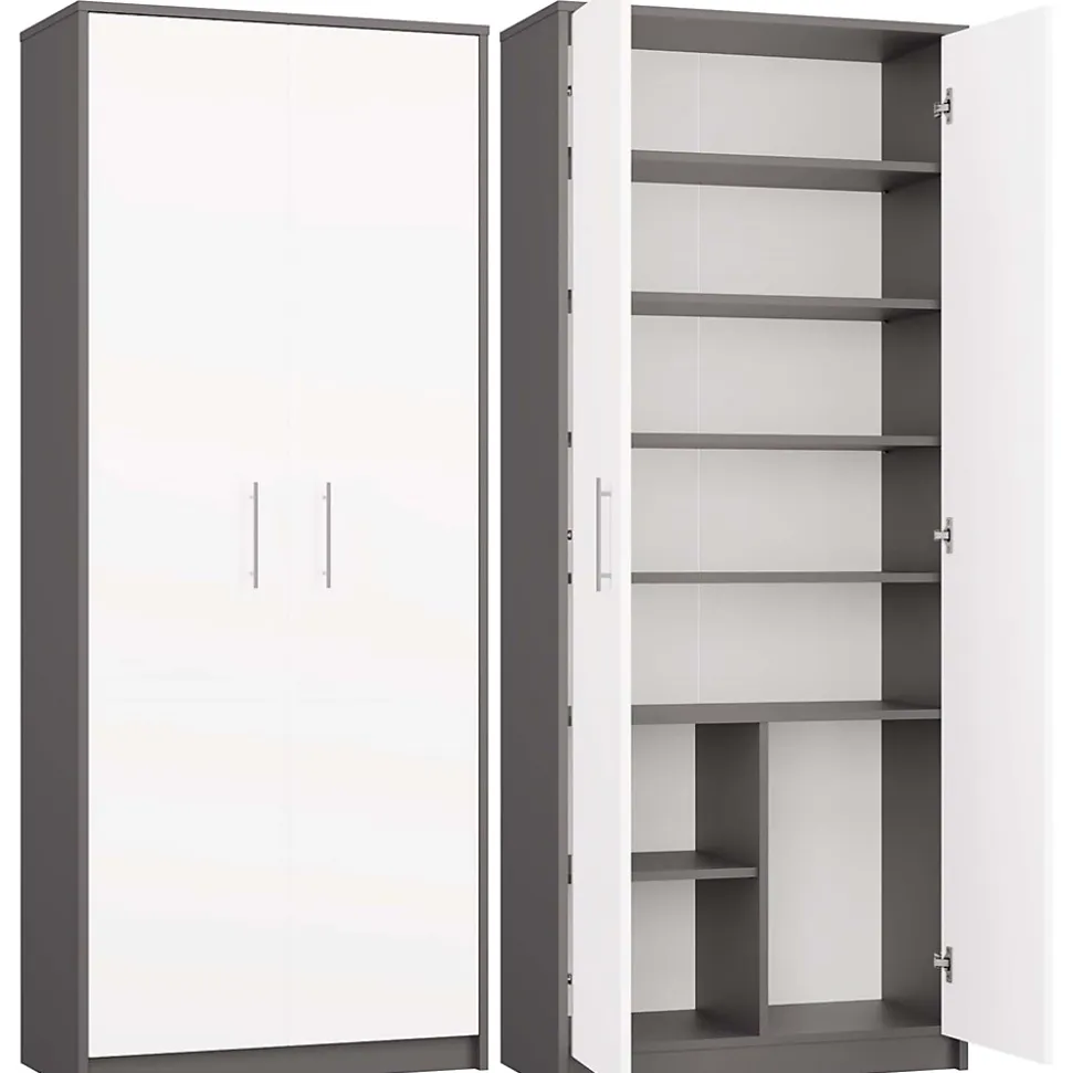 PARLA - Armoire moderne 6 étagères - 180x74x35cm - Meuble de rangement - Armoire bureau