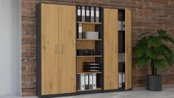 PARLA - Armoire moderne 6 étagères - 180x74x35cm - Meuble de rangement - Armoire bureau