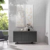 Pegaso Buffet 3 portes (150x45xH 85 cm) en céramique gris foncé