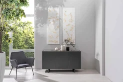 Pegaso Buffet 3 portes (150x45xH 85 cm) en céramique gris foncé