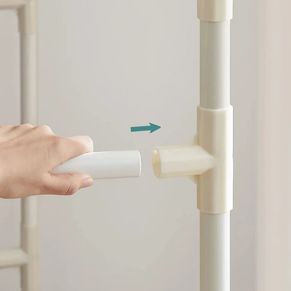 Penderie à Vêtement avec 2 Tringles et 2 Étagères Blanche