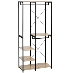 Penderie Bois + Acier Dressing Chambre Rangement Etageres