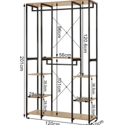 Penderie Bois + Acier Dressing Chambre 201 cm