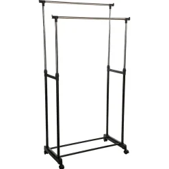 Penderie double portant mobile - 84 x H. 96/170 cm
