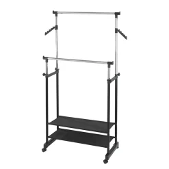 Penderie double portant mobile - H.117/169 cm
