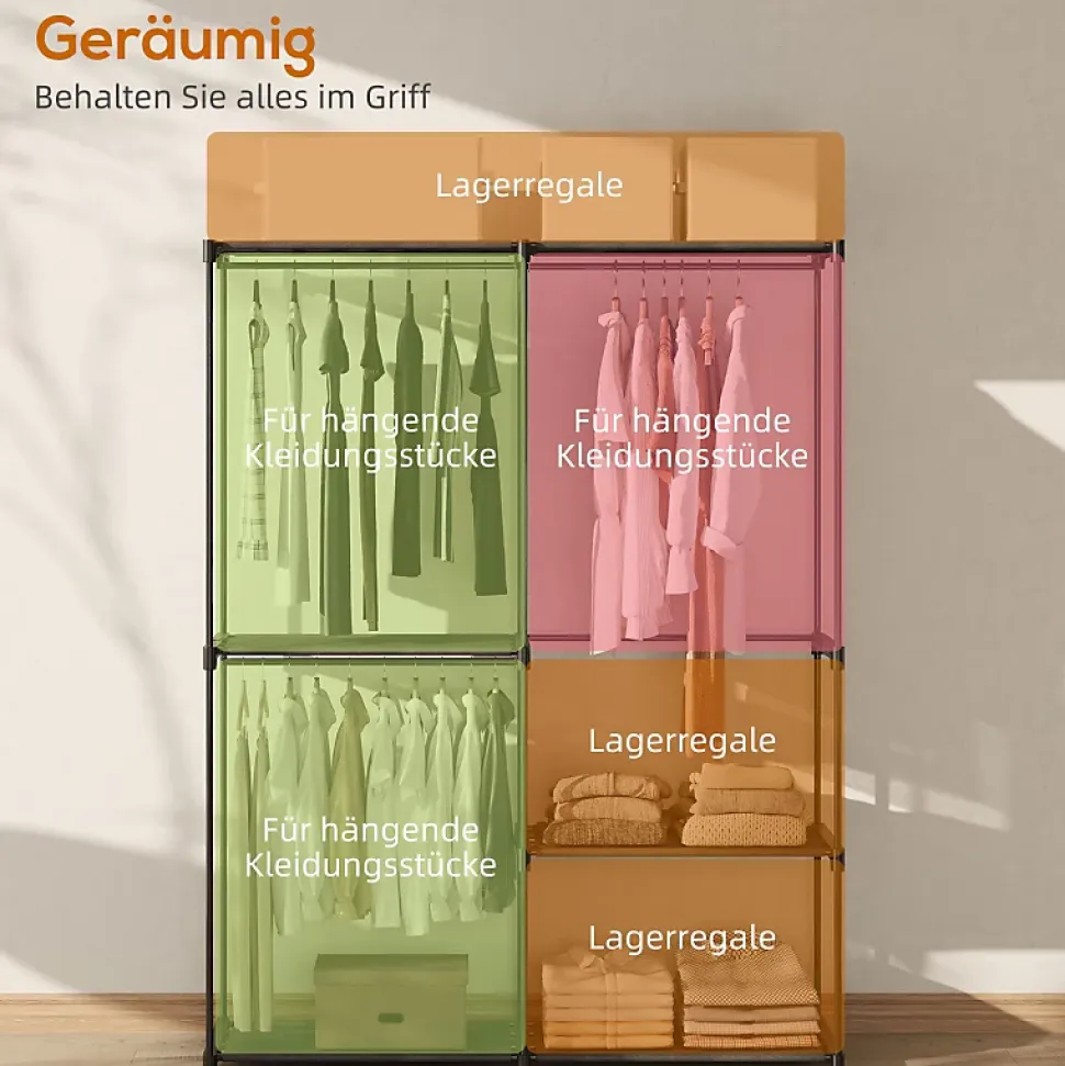 Penderie Ouverte - Penderie Métal avec Tringle et 6 Étagères, Rangement Pratique pour Chambre ou Dressing, Noir 111x43x185 cm