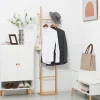 Penderie porte-manteaux - 3 barres de penderie, 2 patères - dim. 36L x 24l x 168H cm - bois bambou