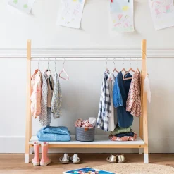 Penderie pour enfant bois et blanche LOU - HAPPY GARDEN
