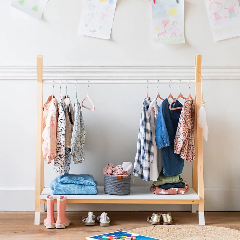 Penderie pour enfant bois et blanche LOU - HAPPY GARDEN