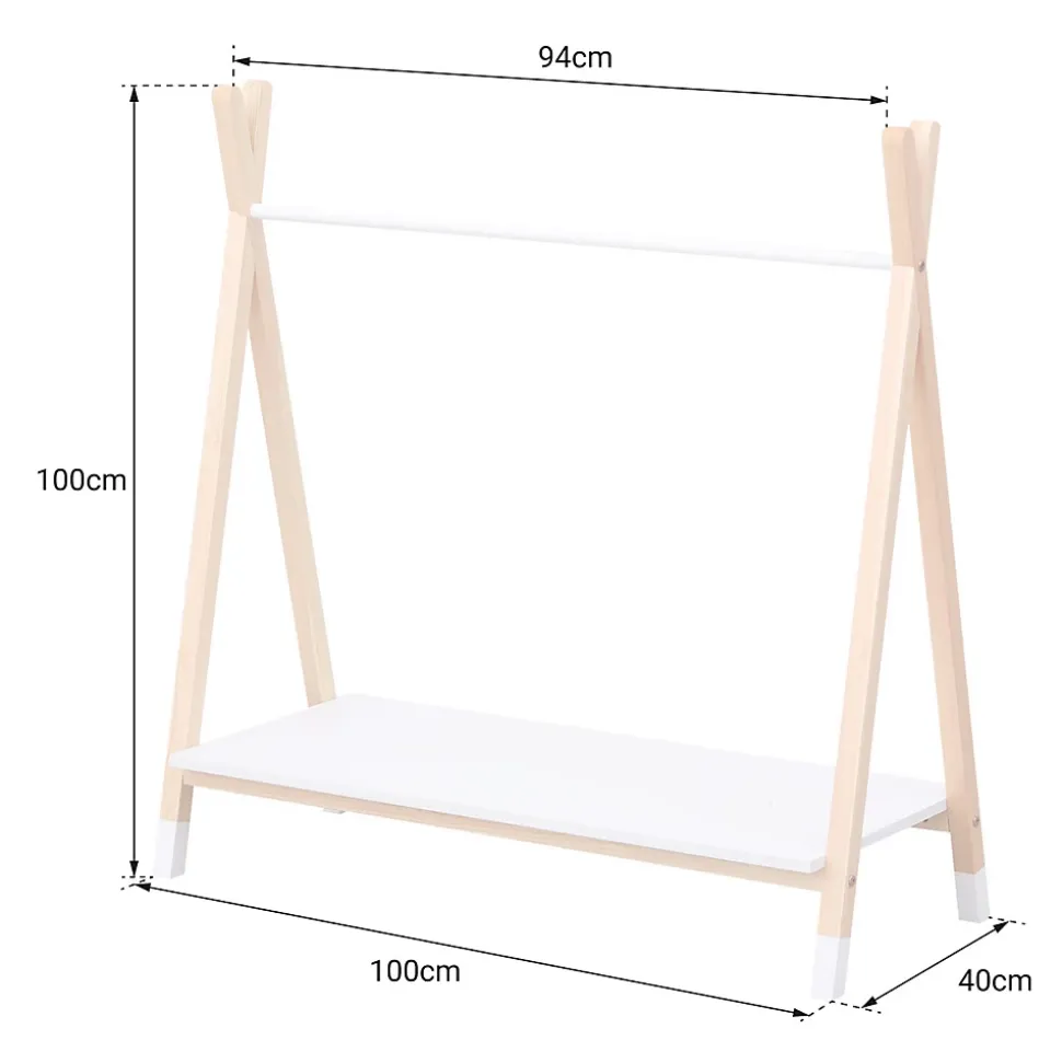 Penderie pour enfant bois et blanche LOU - HAPPY GARDEN