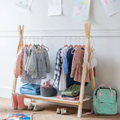 Penderie pour enfant bois et blanche LOU - HAPPY GARDEN