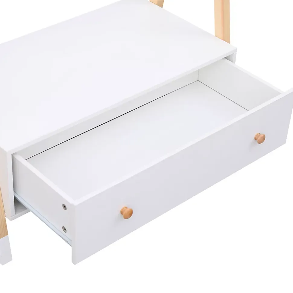 Penderie pour enfant bois et blanche avec tiroir LOU - HAPPY GARDEN
