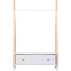 Penderie pour enfant bois et blanche avec tiroir LOU - HAPPY GARDEN