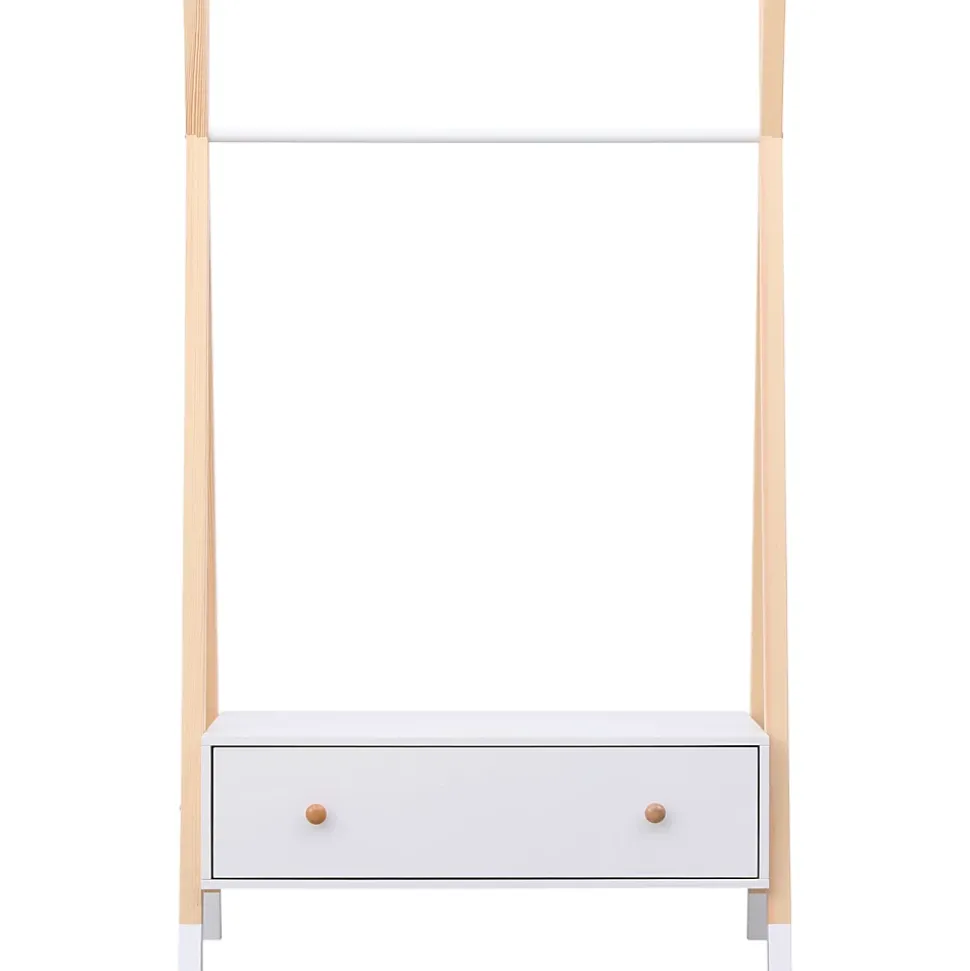 Penderie pour enfant bois et blanche avec tiroir LOU - HAPPY GARDEN
