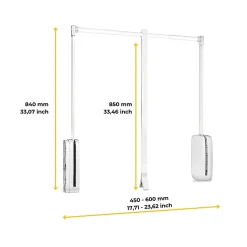 Penderie rabattable blanche pour armoire Sling Largeur télescopique réglable de 45 à 60 cm