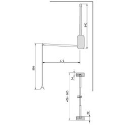 Penderie rabattable blanche pour armoire Sling Largeur télescopique réglable de 45 à 60 cm