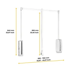 Penderie rabattable blanche pour armoire Sling Largeur télescopique réglable de 83 à 115 cm