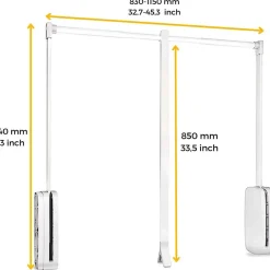 Penderie rabattable blanche pour armoire Sling Largeur télescopique réglable de 83 à 115 cm