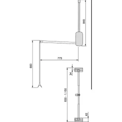 Penderie rabattable blanche pour armoire Sling Largeur télescopique réglable de 83 à 115 cm