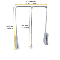 Penderie rabattable chromée pour armoire Hang Largeur réglable de 60 à 83 cm