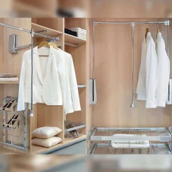 Penderie rabattable chromée pour armoire Hang Largeur réglable de 60 à 83 cm