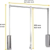 Penderie rabattable chroméee pour armoire Sling Largeur télescopique de 83 à 115 cm
