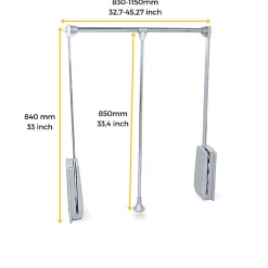 Penderie rabattable chromée pour armoire Hang Largeur réglable de 83 à 150 cm