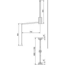 Penderie rabattable chromée pour armoire Hang Largeur réglable de 83 à 150 cm