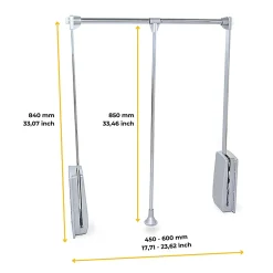 Penderie rabattable chromée pour armoire Hang Largeur réglable de 45 à 60 cm