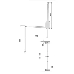 Penderie rabattable chroméee pour armoire Sling Largeur télescopique de 60 à 83 cm