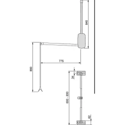 Penderie rabattable chroméee pour armoire Sling Largeur télescopique de 60 à 83 cm