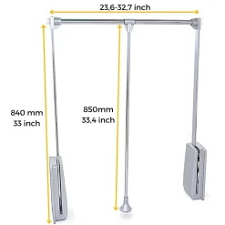 Penderie rabattable gris pierre pour armoire Hang Largeur télescopique de 60 à 83 cm