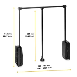 Penderie rabattable noire pour armoire Hang Largeur réglable de 83 à 150 cm