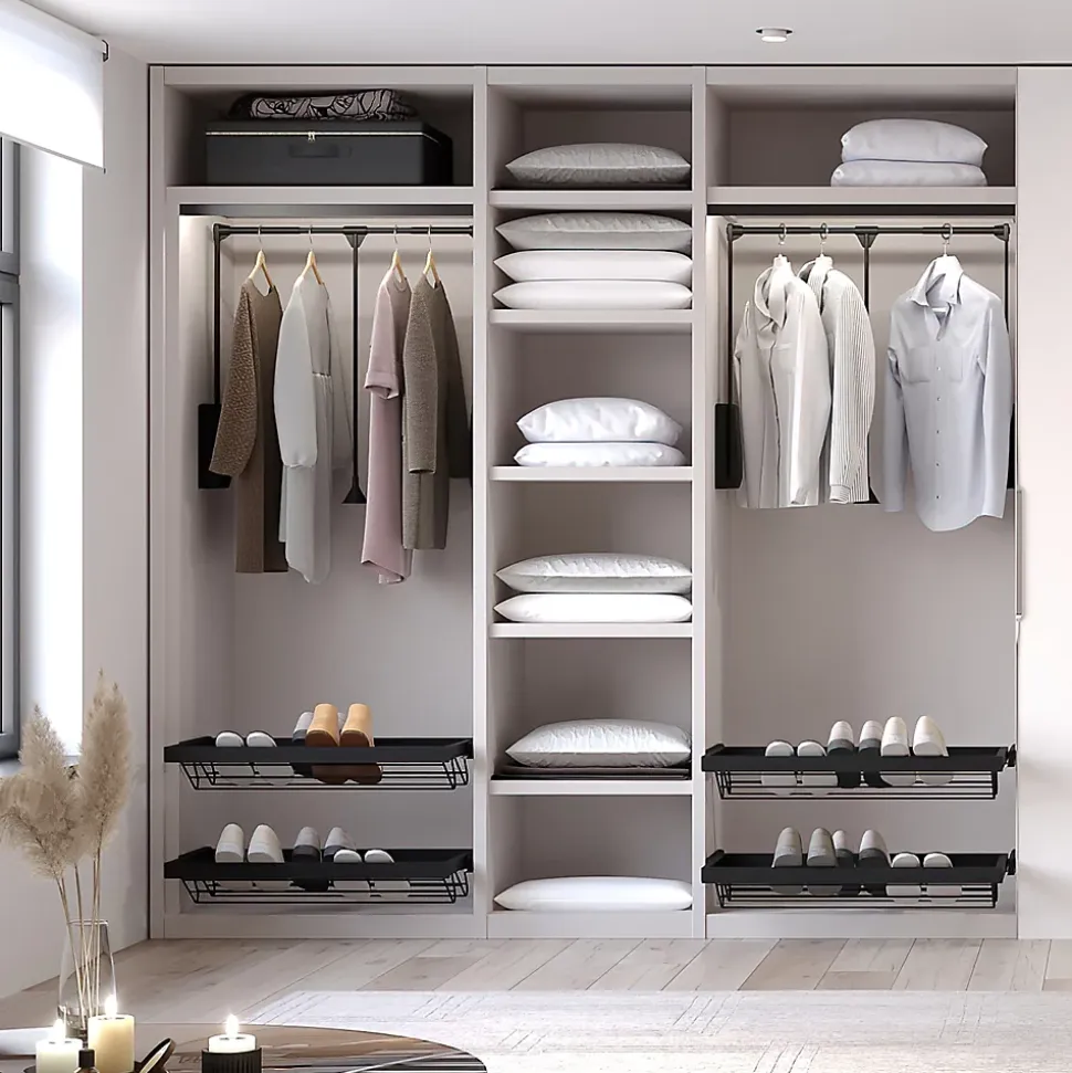 Penderie rabattable noire pour armoire Hang Largeur réglable de 83 à 150 cm