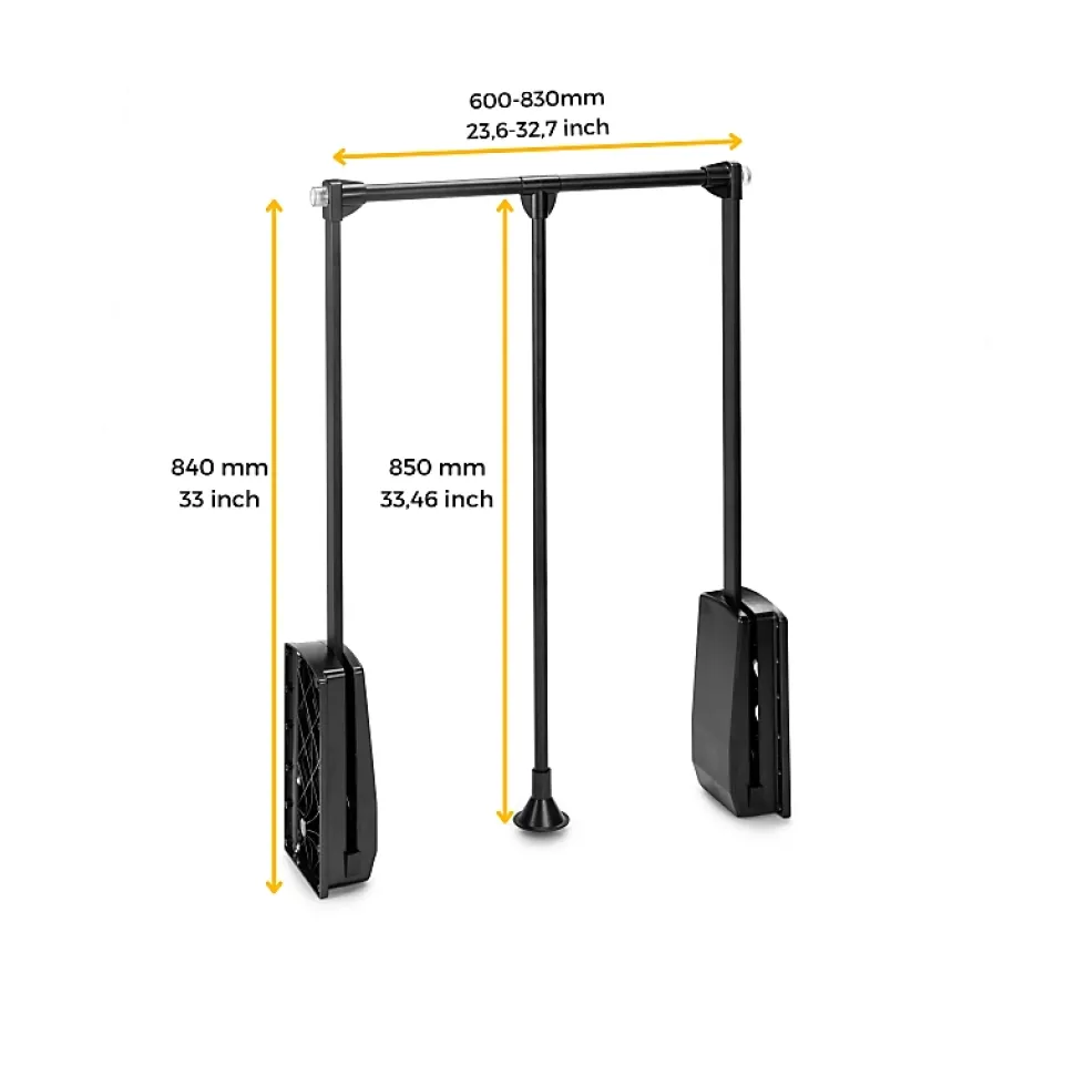 Penderie rabattable noire pour armoire Hang Largeur réglable de 60 à 83 cm