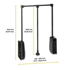 Penderie rabattable noire pour armoire Hang Largeur réglable de 45 à 60 cm