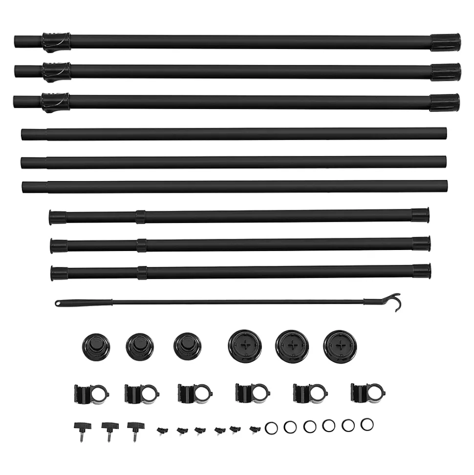 Penderie télescopique Kemi acier laqué 150 - 230 cm 3 barres de penderie noir en.casa