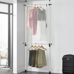 Penderie télescopique Kemi acier laqué 75 -115 cm blanc en.casa
