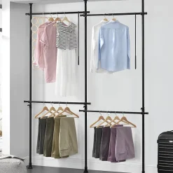 Penderie télescopique Kemi acier laqué 150 - 230 cm noir en.casa