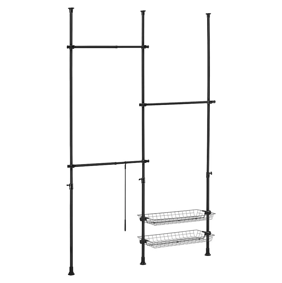 Penderie télescopique Kemi acier laqué 160 - 200 cm noir en.casa