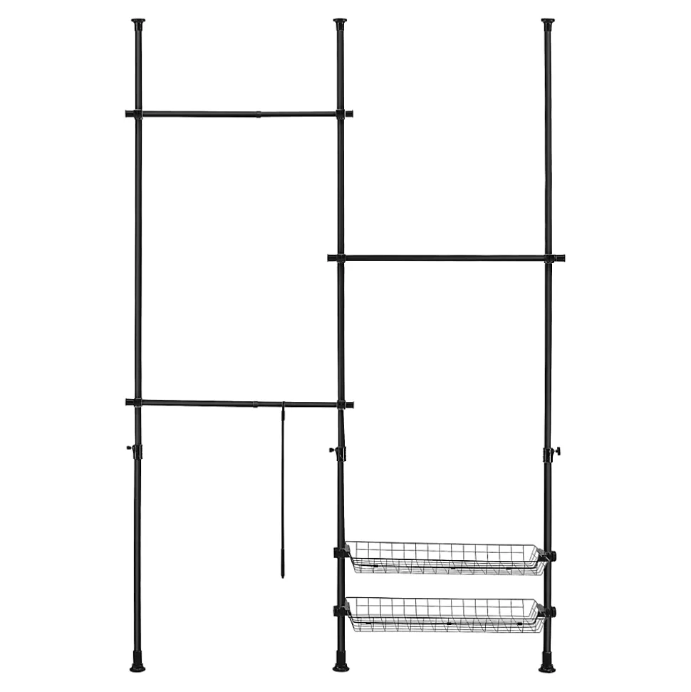 Penderie télescopique Kemi acier laqué 160 - 200 cm noir en.casa