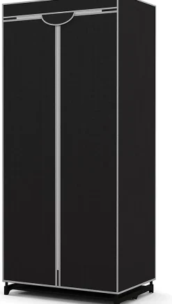 Pendrie en Tissu avec Housse 3 Parties espace de Stockage Armoire de Vêtements Imperméable Noir