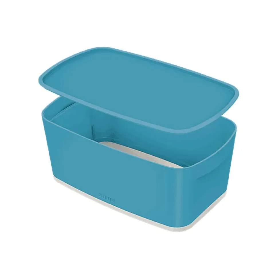 Petit bac de rangement avec couvercle 5 litres My Box Cosy - Bleu