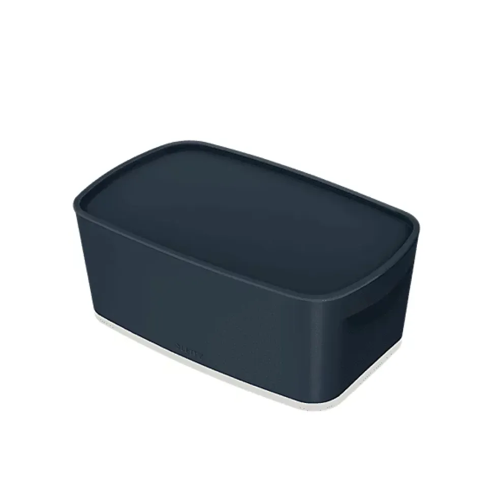 Petit bac de rangement avec couvercle 5 litres My Box Cosy - Gris