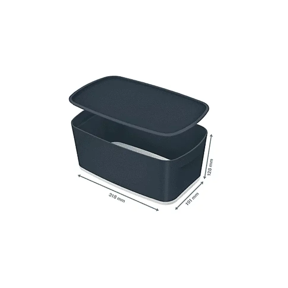 Petit bac de rangement avec couvercle 5 litres My Box Cosy - Gris