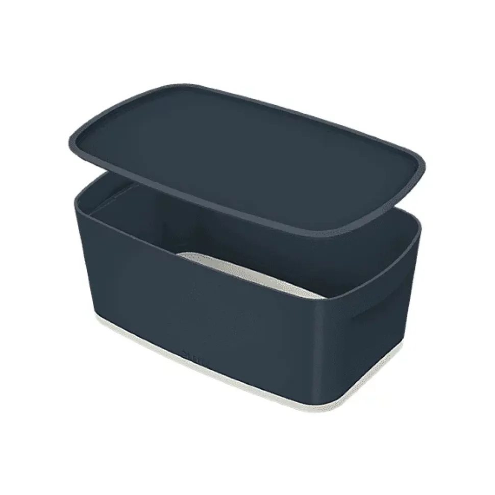 Petit bac de rangement avec couvercle 5 litres My Box Cosy - Gris