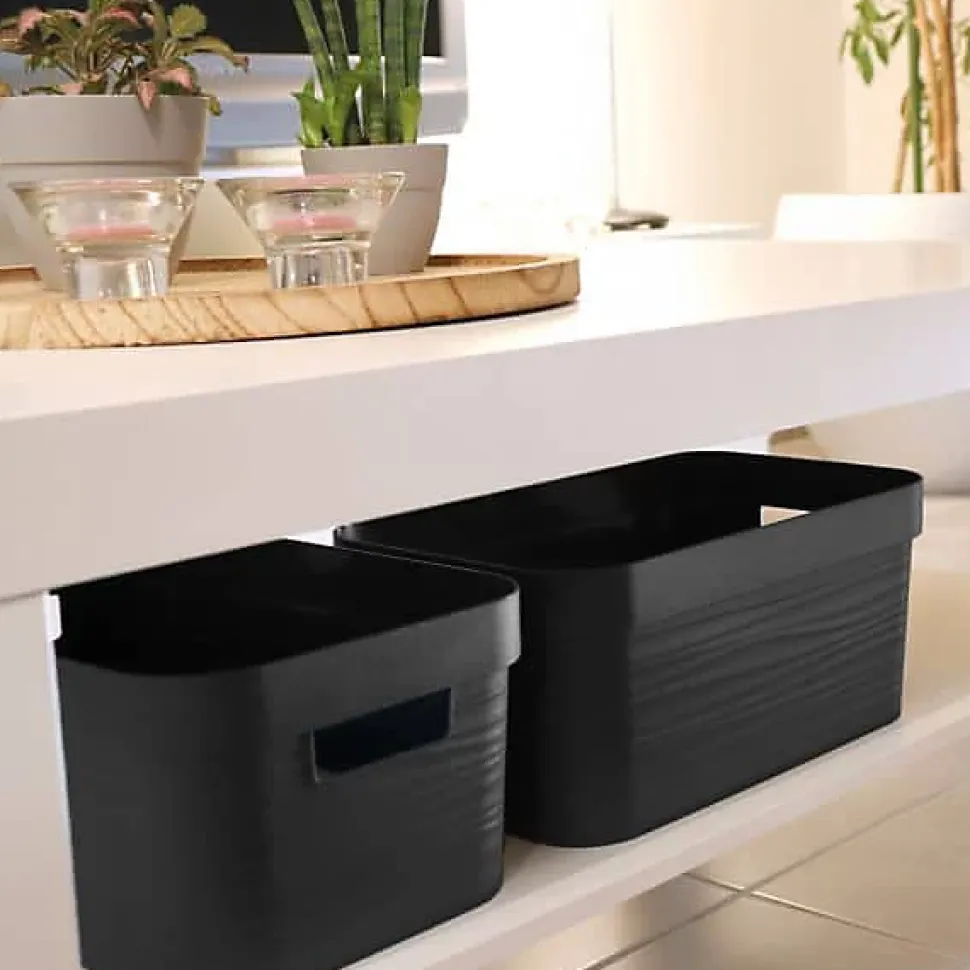 Petit Bac de rangement élégant 6 litres EDA - Noir