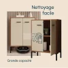 Petit meuble d'appoint moderne - 2 portes, mélamine mate, noyer/beige - L 60 x H 84 x P 30 cm