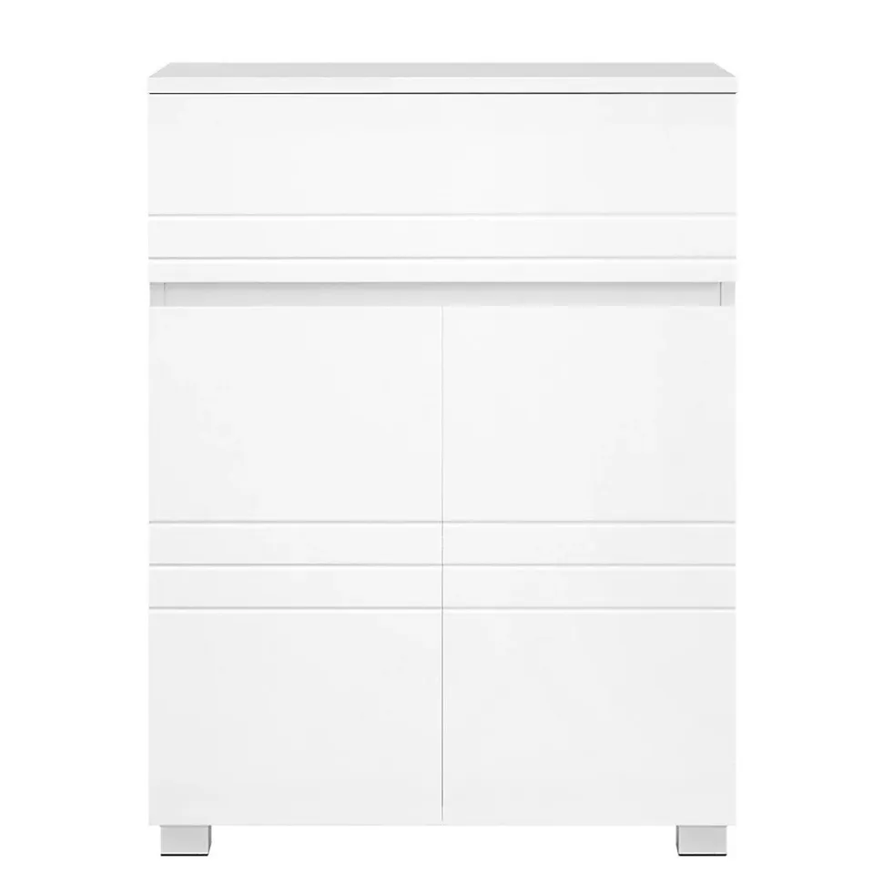 Petit meuble de rangement 1 tiroir et 2 portes blanc laqué - H80 cm